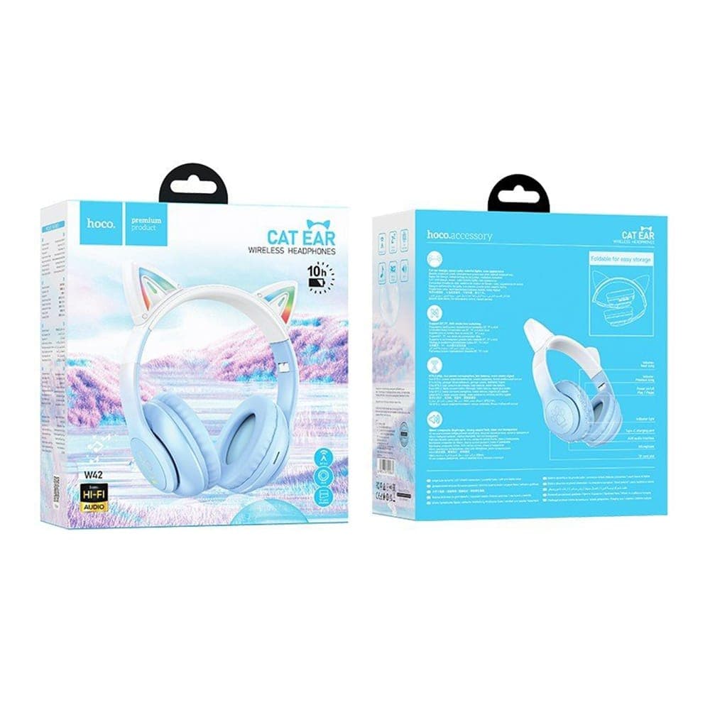 Hoco - Ασύρματα Ακουστικά Cat Ear (W42) - για Παιδιά, Over-ear, Αναδιπλούμενα με Bluetooth 5.3, Hi-Fi Ήχος - Κρυστάλλινο Μπλε 6