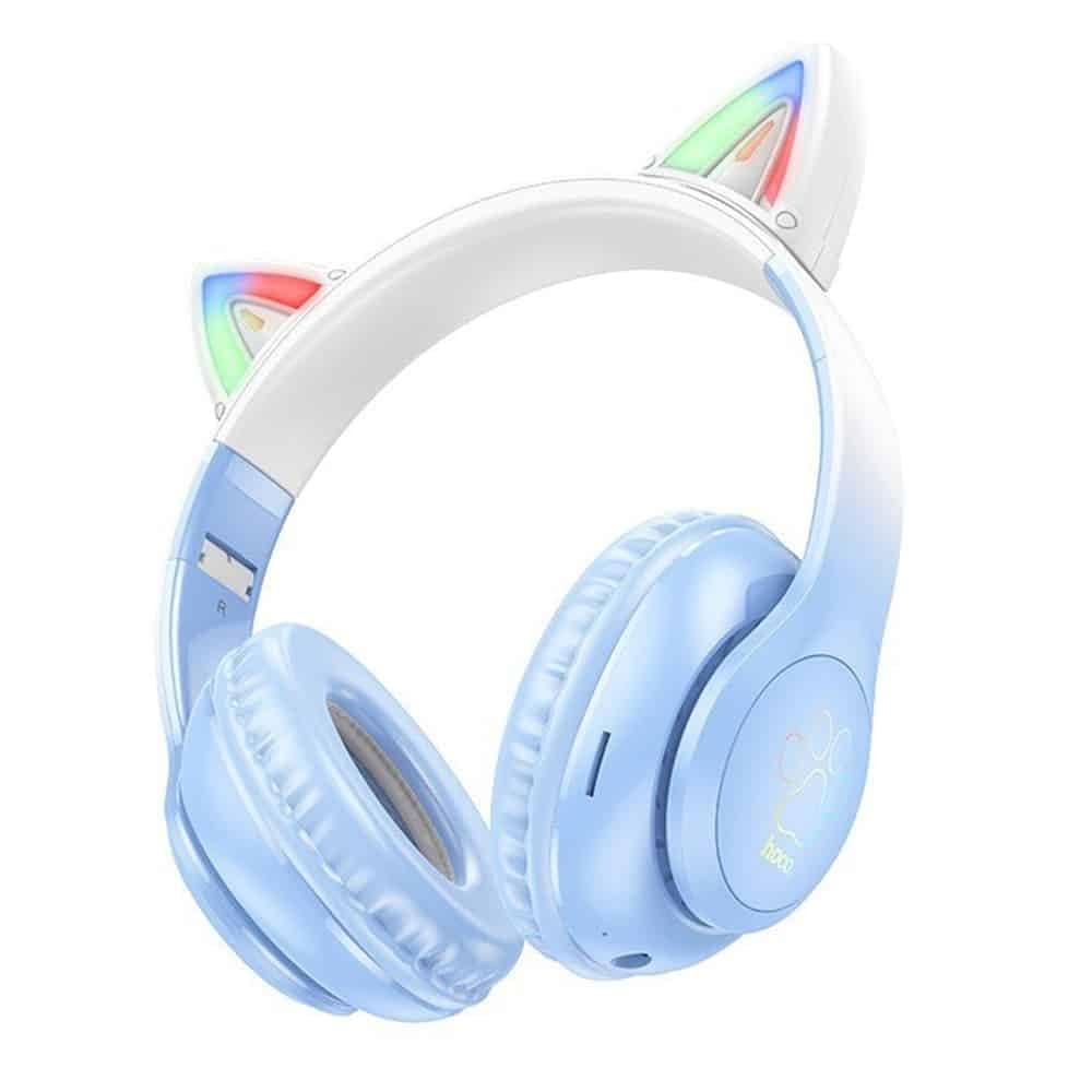 Hoco - Ασύρματα Ακουστικά Cat Ear (W42) - για Παιδιά, Over-ear, Αναδιπλούμενα με Bluetooth 5.3, Hi-Fi Ήχος - Κρυστάλλινο Μπλε
