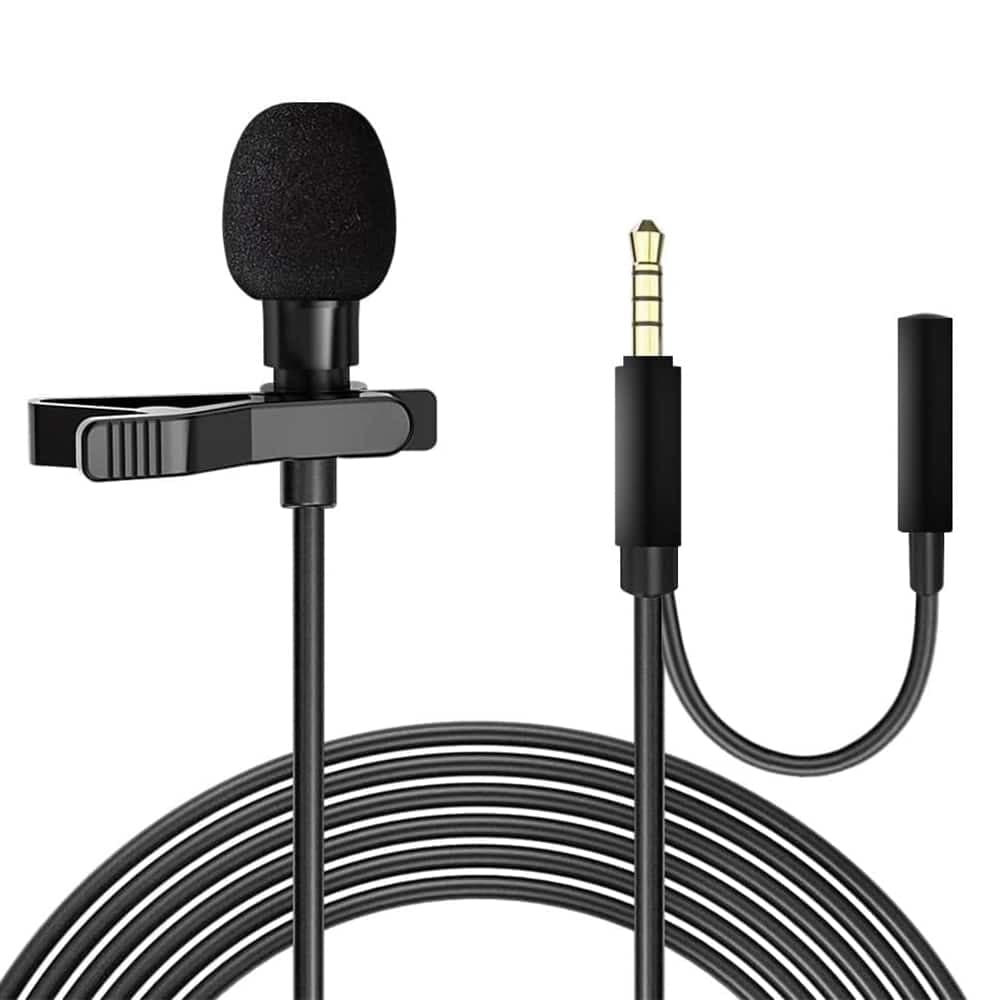 Techsuit - Ενσύρματο Μικρόφωνο Lavalier (WL3) - Αρσενικό Jack, Θηλυκό Jack 3.5mm, Μείωση Θορύβου, Μεταλλικό Κλιπ Γιακά - Μαύρο