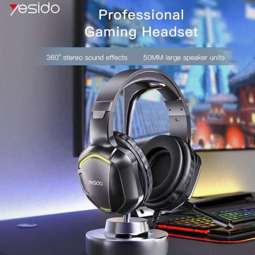 Yesido - Ενσύρματα Ακουστικά (EK01) - για Gaming, Jack 3.5mm, με Μικρόφωνο, RGB LED Φώτα - Μαύρο 4