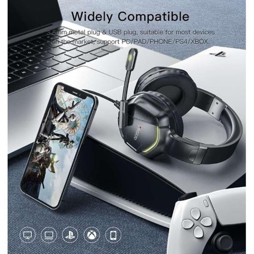 Yesido - Ενσύρματα Ακουστικά (EK01) - για Gaming, Jack 3.5mm, με Μικρόφωνο, RGB LED Φώτα - Μαύρο 5