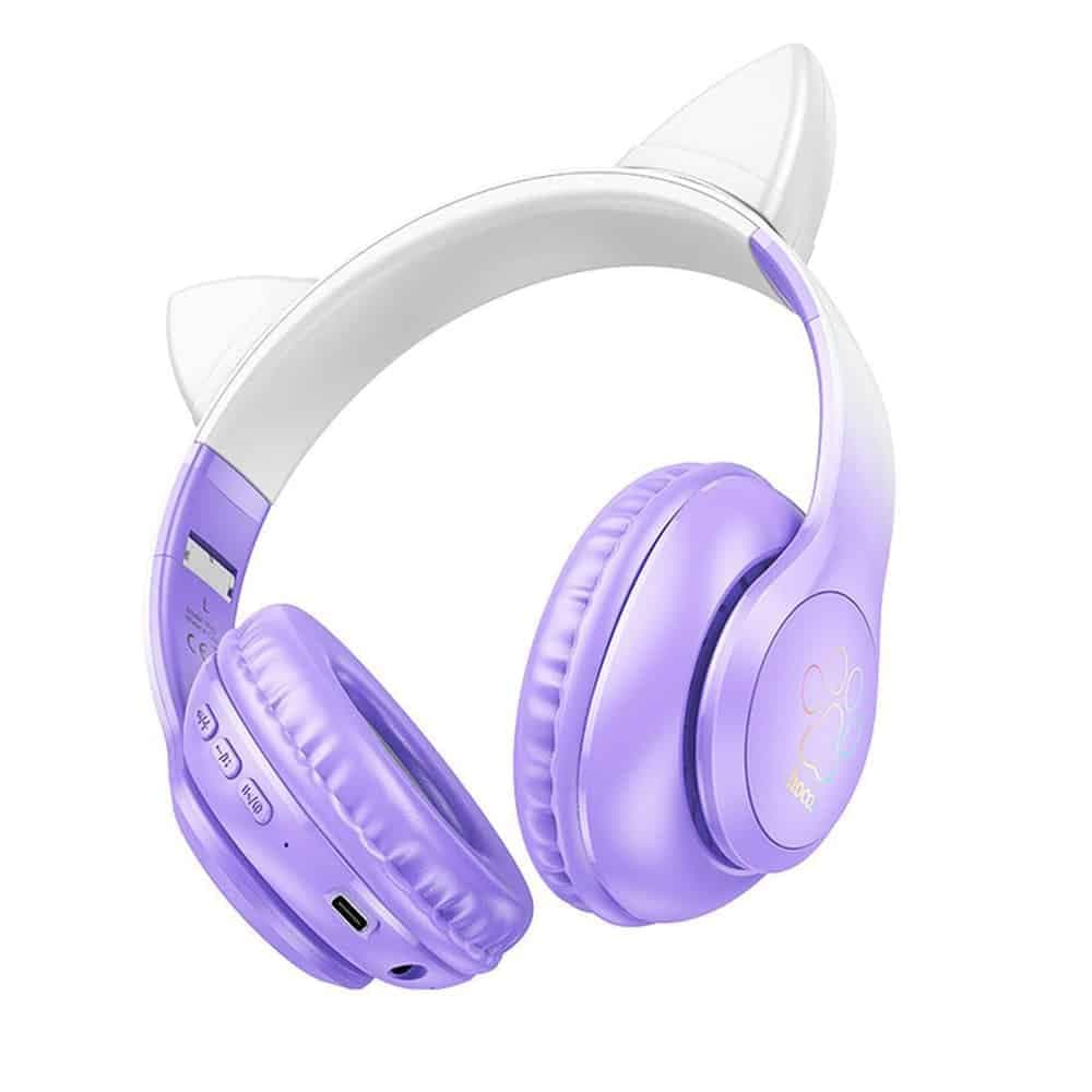 Hoco - Ασύρματα Ακουστικά Cat Ear (W42) - για Παιδιά, Over-ear, Αναδιπλούμενα με Bluetooth 5.3, Hi-Fi Ήχος - Μωβ Σταφύλι 3