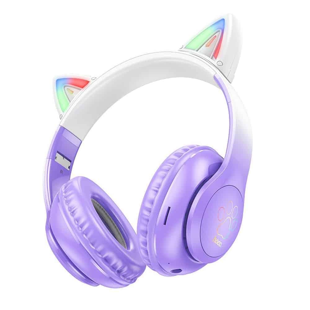Hoco - Ασύρματα Ακουστικά Cat Ear (W42) - για Παιδιά, Over-ear, Αναδιπλούμενα με Bluetooth 5.3, Hi-Fi Ήχος - Μωβ Σταφύλι