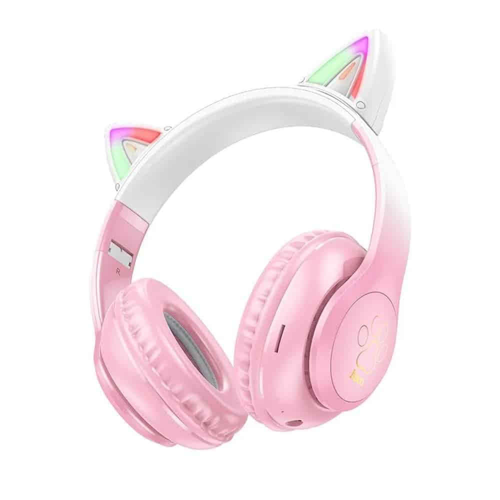 Hoco - Ασύρματα Ακουστικά Cat Ear (W42) - για Παιδιά, Over-ear, Διπλώσιμα με Bluetooth 5.3, Hi-Fi Ήχος - Cherry Blossom