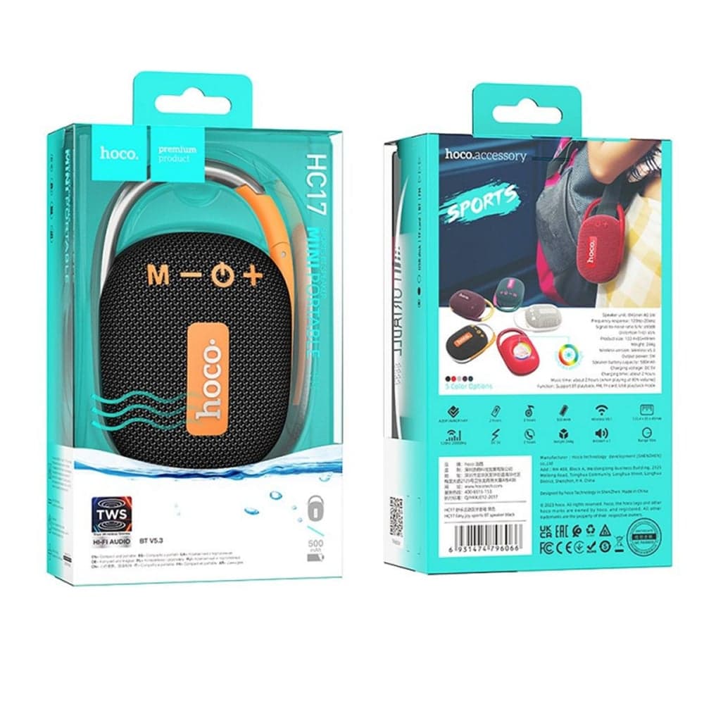 Hoco - Ασύρματο Ηχείο Easy Joy Sports (HC17) - Bluetooth 5.3, TWS, Hi-Fi με Θήκη Ζώνης - Μαύρο 7