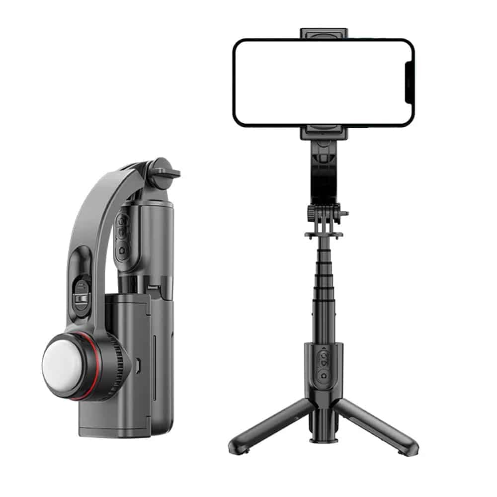 Techsuit - Selfie Stick (L18sMini) - Stable Gimbal/Tripod with Bluetooth Remote Control, Fill Light, 360 Rotation, 70cm - Black 2