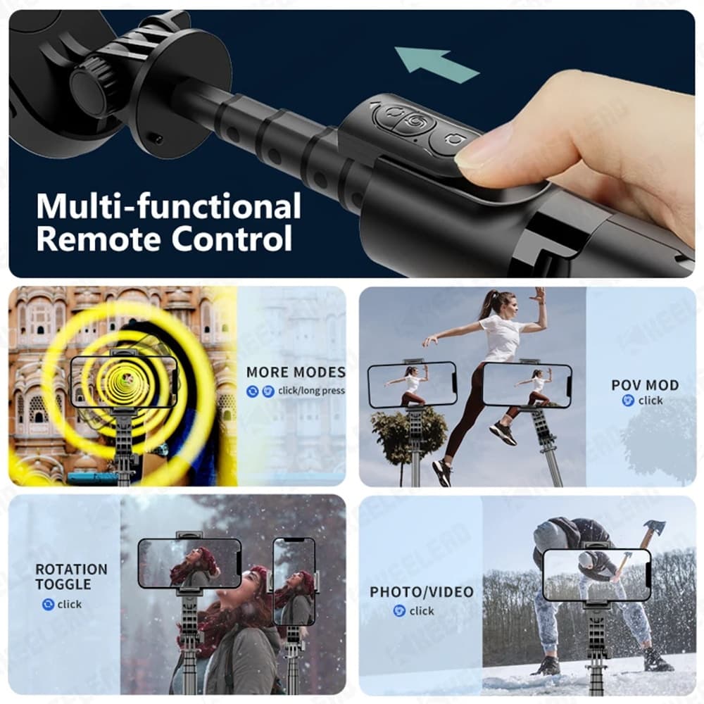 Techsuit - Selfie Stick (L18sMini) - Stable Gimbal/Tripod with Bluetooth Remote Control, Fill Light, 360 Rotation, 70cm - Black 4