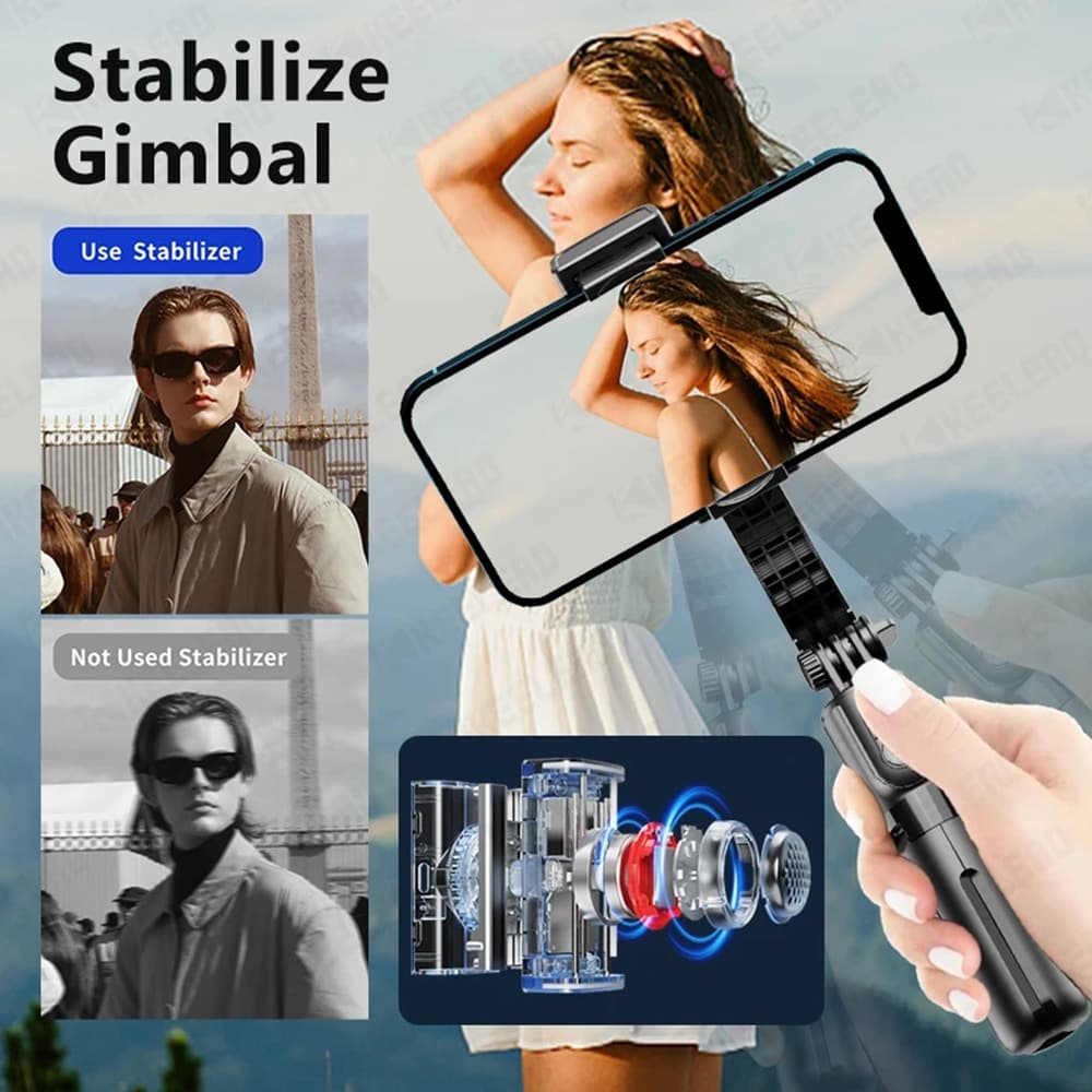 Techsuit - Selfie Stick (L18sMini) - Stable Gimbal/Tripod with Bluetooth Remote Control, Fill Light, 360 Rotation, 70cm - Black 5