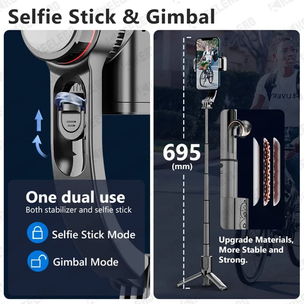 Techsuit - Selfie Stick (L18sMini) - Stable Gimbal/Tripod with Bluetooth Remote Control, Fill Light, 360 Rotation, 70cm - Black 10