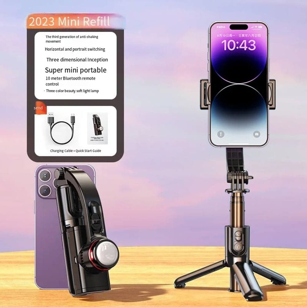 Techsuit - Selfie Stick (L18sMini) - Stable Gimbal/Tripod with Bluetooth Remote Control, Fill Light, 360 Rotation, 70cm - Black 11
