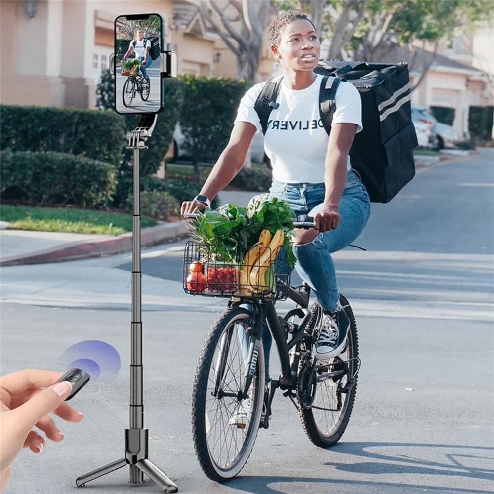 Techsuit - Selfie Stick (L18sMini) - Stable Gimbal/Tripod with Bluetooth Remote Control, Fill Light, 360 Rotation, 70cm - Black 7