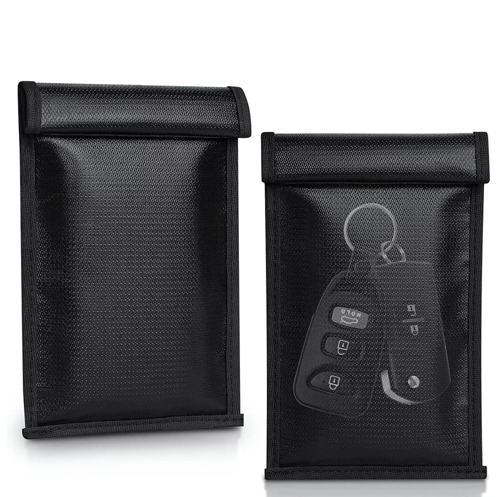 Techsuit - Τσάντα Αντικλοπής RFID (AF4) - για Κλειδιά, Χρήματα και Κάρτες, Αδιάβροχη, Ανθεκτική στη Φωτιά, Αποκλειστής EMF, 14x9cm - Μαύρη