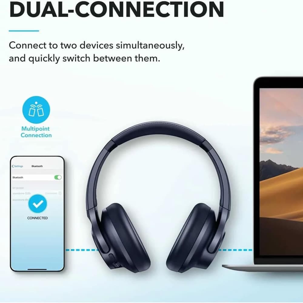 Anker - Ασύρματα Ακουστικά Life Q20i (A3004G31) - Bluetooth, Υβριδική Ενεργή Ακύρωση Θορύβου, Διπλές Συνδέσεις - Μπλε 4