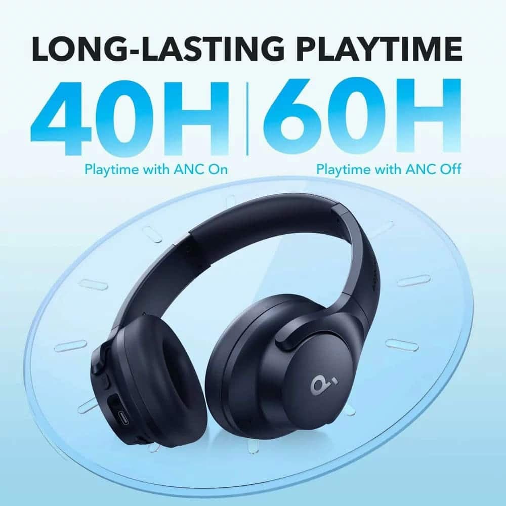 Anker - Ασύρματα Ακουστικά Life Q20i (A3004G31) - Bluetooth, Υβριδική Ενεργή Ακύρωση Θορύβου, Διπλές Συνδέσεις - Μπλε 6