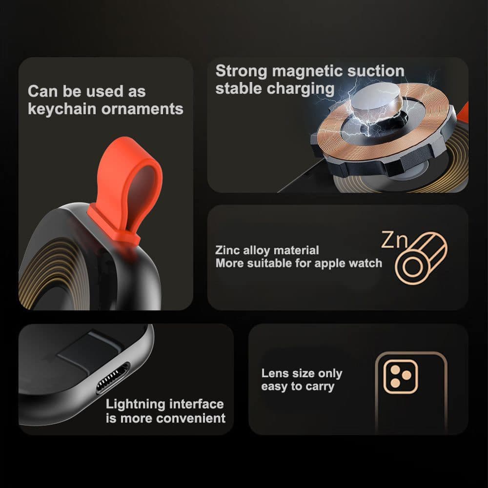 Lito - Ασύρματος Φορτιστής με Μαγνήτη (LT-W1) - για Apple Watch, με Κρίκο Κλειδιών, Φόρτιση καθ' οδόν, 3.5W, 1A 7