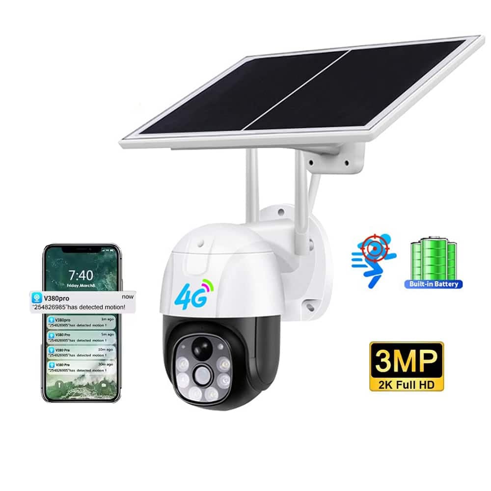 Techsuit - Εξωτερική Ηλιακή Κάμερα (VC9-WiFi/4G) - Full HD, Νυχτερινή Όραση, Ανίχνευση Κίνησης, Συναγερμός, Κάρτα Sim, Αδιάβροχη - Λευκή