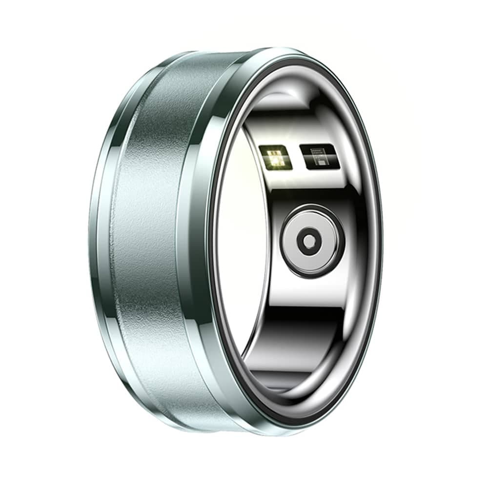 Techsuit - Smart Ring (R3) - Pulse/Blood Pressure/O2 Sat/Temperature/Sleep/Fitness Monitor, IP68, EcTri, Size 62.2mm - Cyan