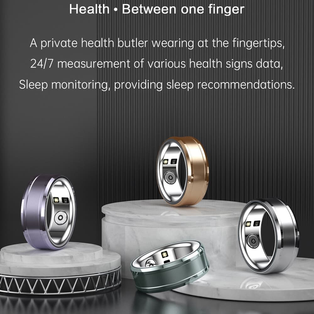 Techsuit - Smart Ring (R3) - Pulse/Blood Pressure/O2 Sat/Temperature/Sleep/Fitness Monitor, IP68, EcTri, Size 62.2mm - Cyan 4