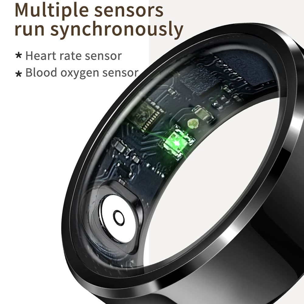 Techsuit - Premium Smart Ring (R6) - Heart Rate/Sleep/Fitness/Stress Monitor, Weight Management, IP68, Size 62.2mm - Black 8