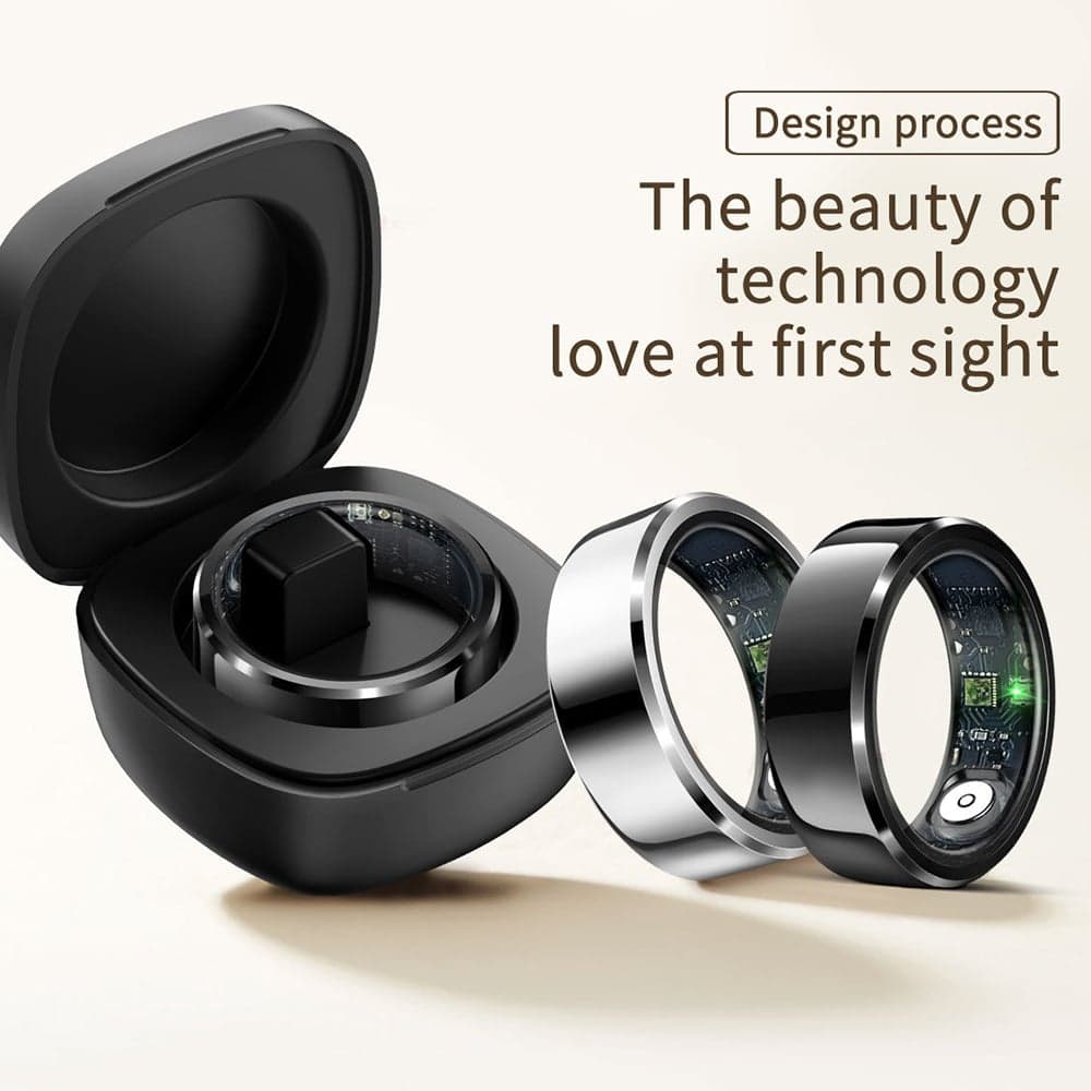 Techsuit - Premium Smart Ring (R6) - Heart Rate/Sleep/Fitness/Stress Monitor, Weight Management, IP68, Size 62.2mm - Black 3