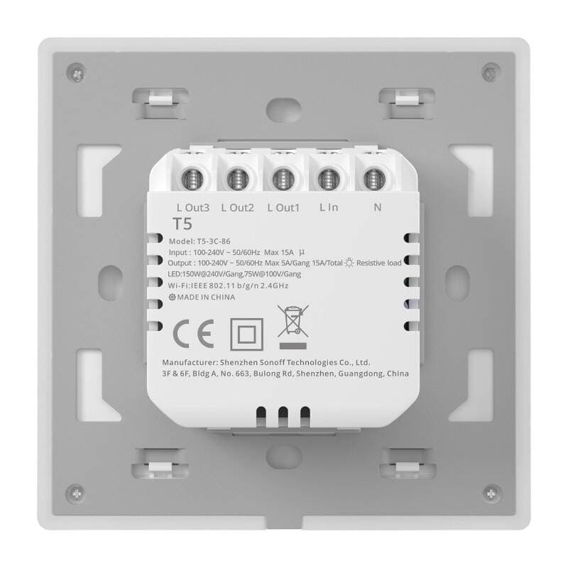 Έξυπνος Διακόπτης Τοίχου με Αφή Wi-Fi Sonoff TX T5 4C (4-κανάλια) 3