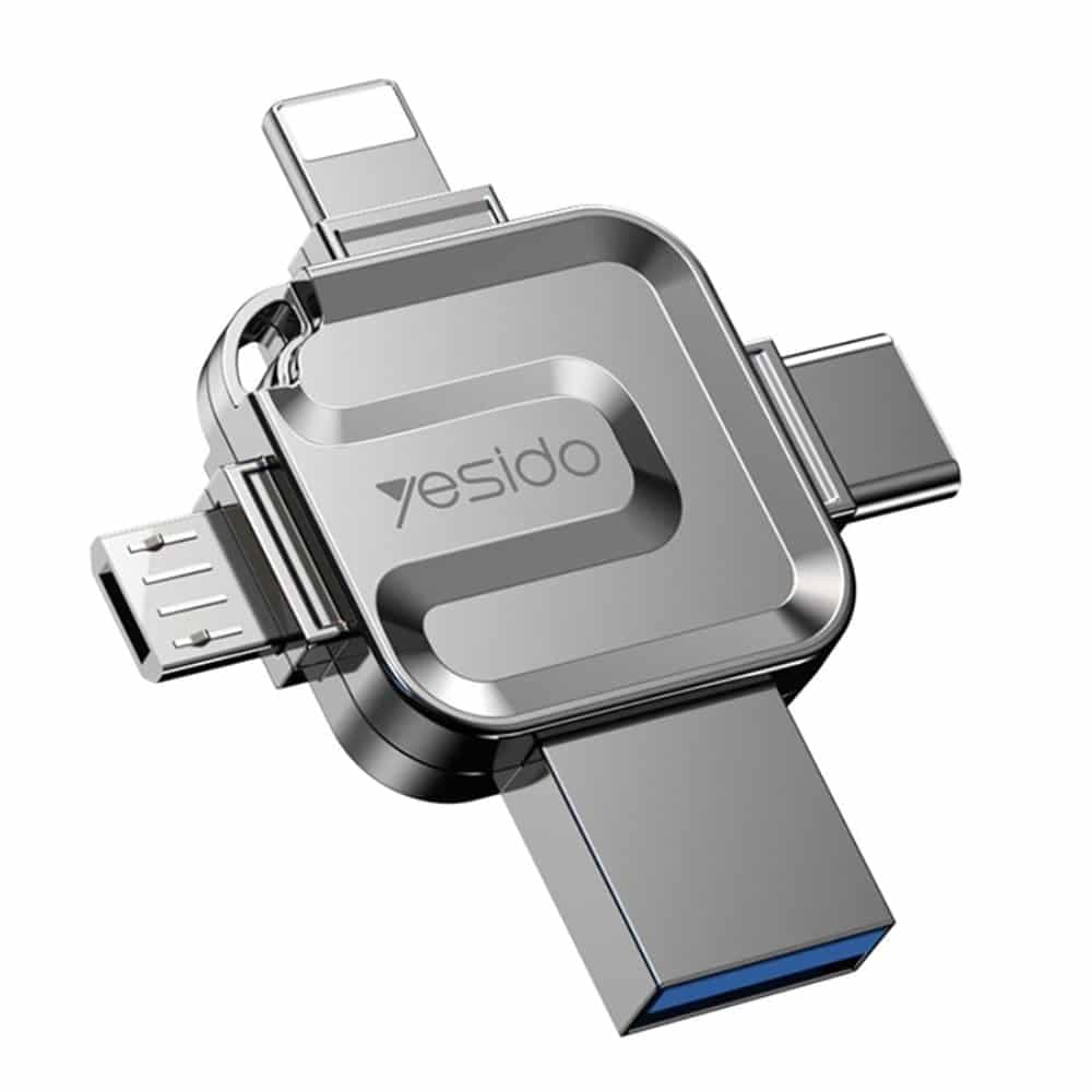 Yesido - Memory Stick 4in1 (FL15) - OTG, USB, Type-C, Micro-USB, Lightning, 5Gbps, 256GB - Γκρι