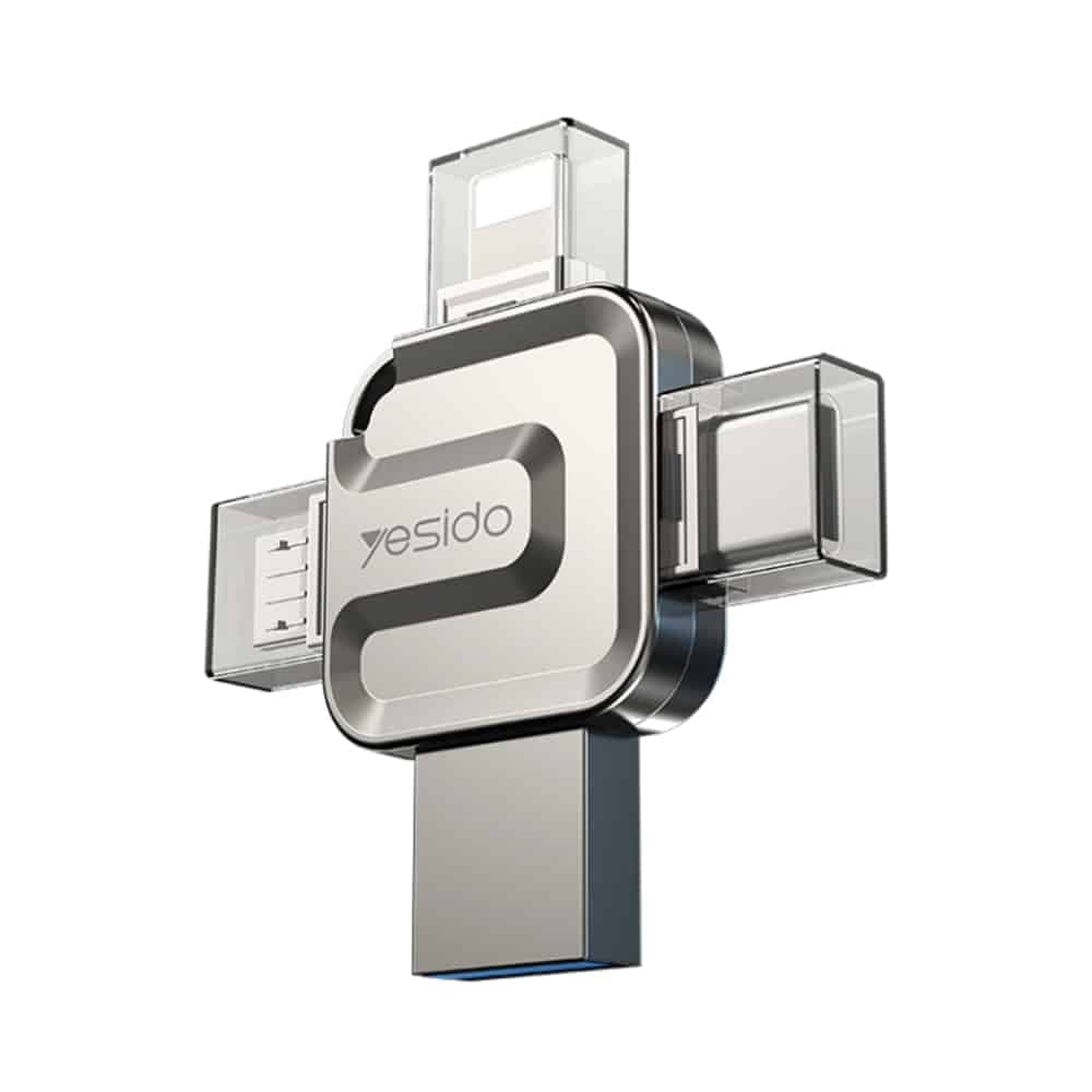 Yesido - Memory Stick 4in1 (FL15) - OTG, USB, Type-C, Micro-USB, Lightning, 5Gbps, 128GB - Γκρι 3