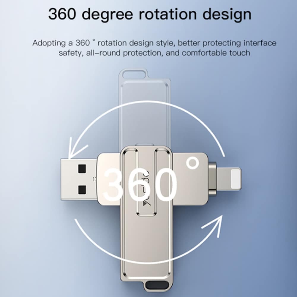 Yesido - Memory Stick (FL16) - OTG, USB, Lightning, 5Gbps, 256GB - Ασημί 5