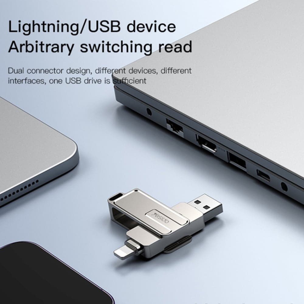 Yesido - Memory Stick (FL16) - OTG, USB, Lightning, 5Gbps, 256GB - Ασημί 7