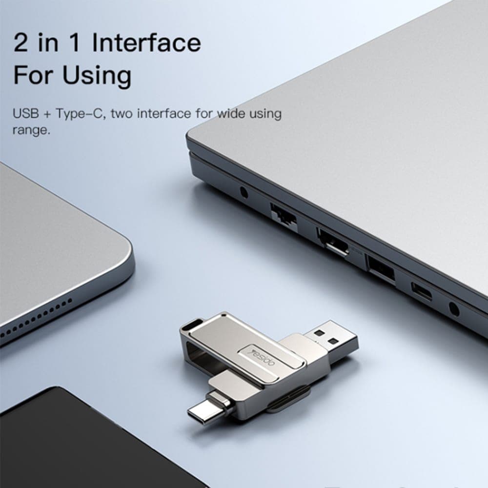 Yesido - Memory Stick (FL17) - OTG, USB, Type-C, 5Gbps, 128GB - Ασημί 8
