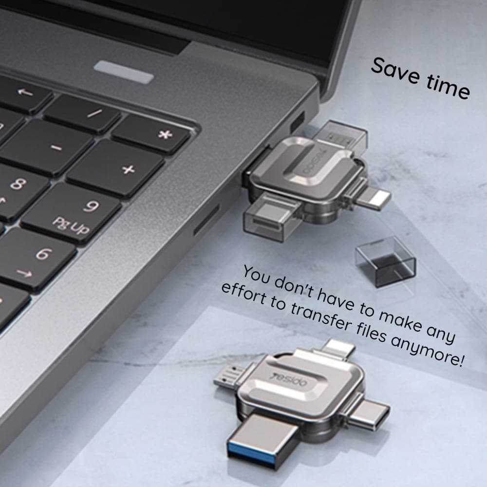 Yesido - Memory Stick 4in1 (FL15) - OTG, USB, Type-C, Micro-USB, Lightning, 5Gbps, 256GB - Γκρι 5