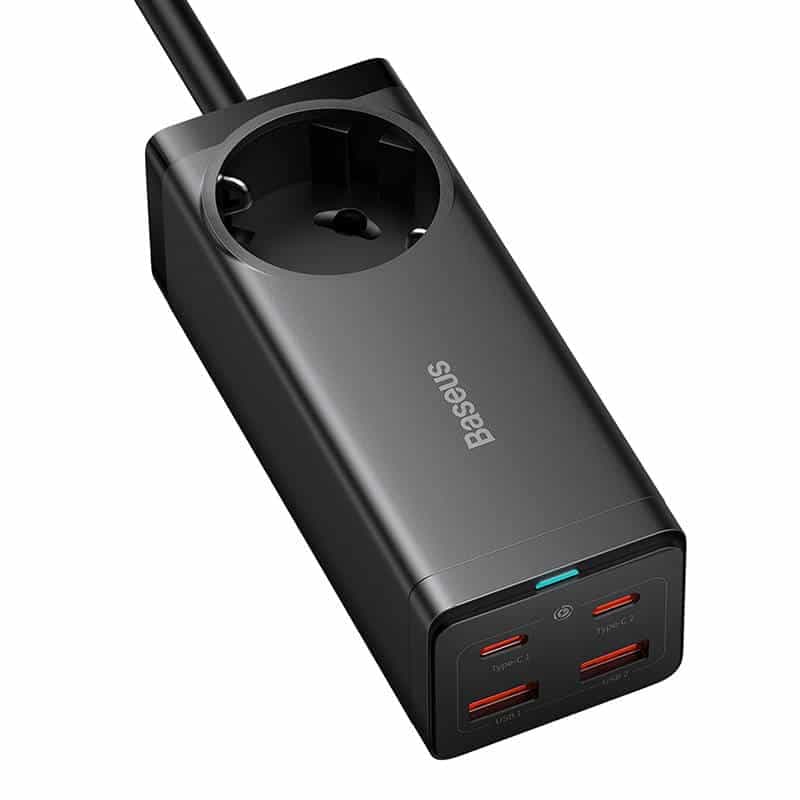 Baseus - Φορτιστής Τοίχου/Πολύπριζο (PSZM000401) - GaN3 Pro, 2xUSB, 2xUSB-C, AC, 100W - Μαύρο 2