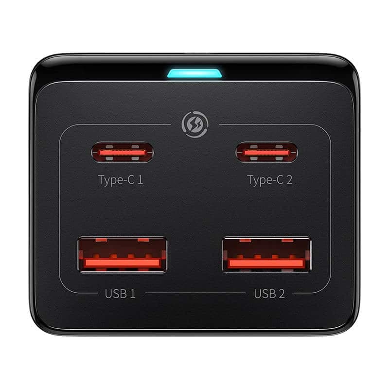 Baseus - Φορτιστής Τοίχου/Πολύπριζο (PSZM000401) - GaN3 Pro, 2xUSB, 2xUSB-C, AC, 100W - Μαύρο 4