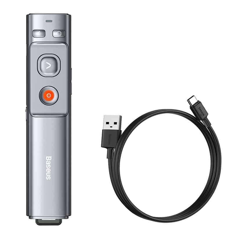 Baseus - Τηλεχειριστήριο Orange Dot (WKCD000013) - για Παρουσίαση, με Κόκκινο Δείκτη Laser - Γκρι 7