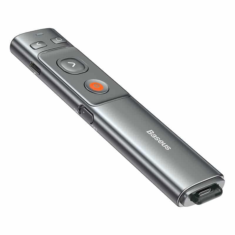 Baseus - Τηλεχειριστήριο Orange Dot (WKCD000013) - για Παρουσίαση, με Κόκκινο Δείκτη Laser - Γκρι