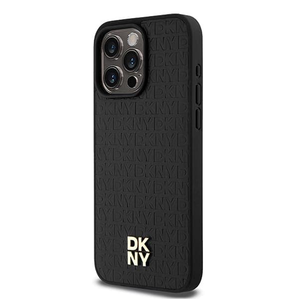 DKNY Leather Monogram Pattern Metal Logo MagSafe - θήκη για Apple iPhone 15 Pro Max - Μαύρο 2