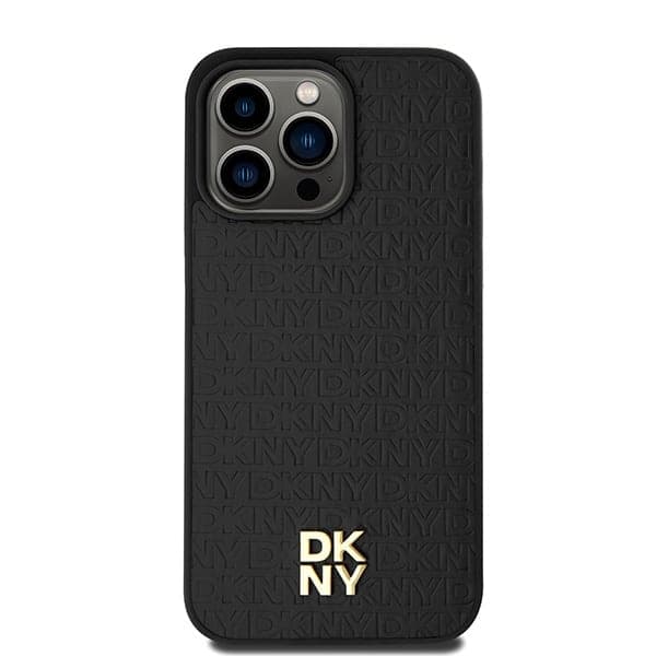 DKNY Leather Monogram Pattern Metal Logo MagSafe - θήκη για Apple iPhone 15 Pro Max - Μαύρο 3