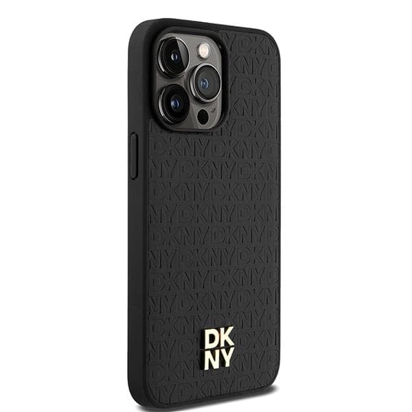 DKNY Leather Monogram Pattern Metal Logo MagSafe - θήκη για Apple iPhone 15 Pro Max - Μαύρο 4