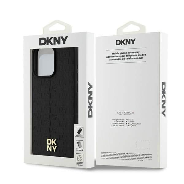 DKNY Leather Monogram Pattern Metal Logo MagSafe - θήκη για Apple iPhone 15 Pro Max - Μαύρο 8