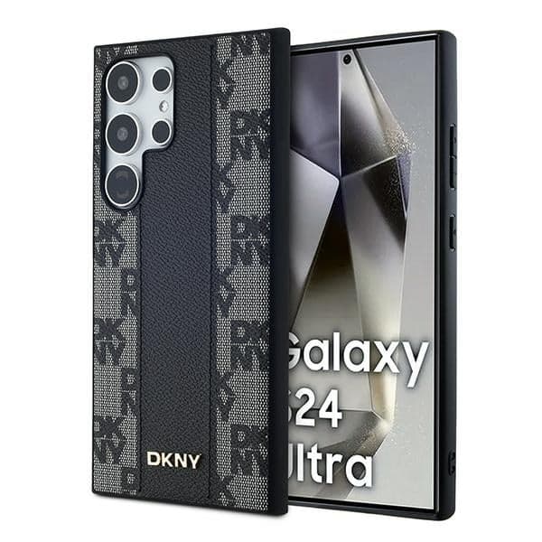 DKNY Leather Checkered Mono Pattern MagSafe - θήκη για Samsung Galaxy S24 Ultra - Μαύρο