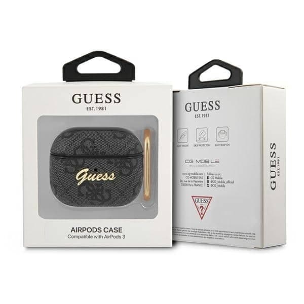 Guess GUA34GSMK Θήκη για AirPods 3 γκρι 4G Script Metal Collection 3