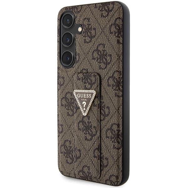 Guess GUHCS24SPGS4TDW S24 S921  καφέ/brown hardcase Grip Stand 4G Triangle Strass 2