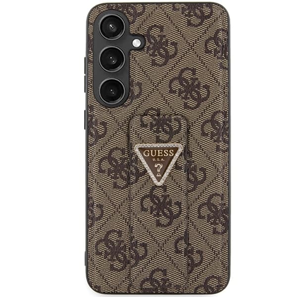Guess GUHCS24SPGS4TDW S24 S921  καφέ/brown hardcase Grip Stand 4G Triangle Strass 3