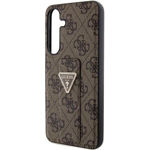 Guess GUHCS24SPGS4TDW S24 S921  καφέ/brown hardcase Grip Stand 4G Triangle Strass 6