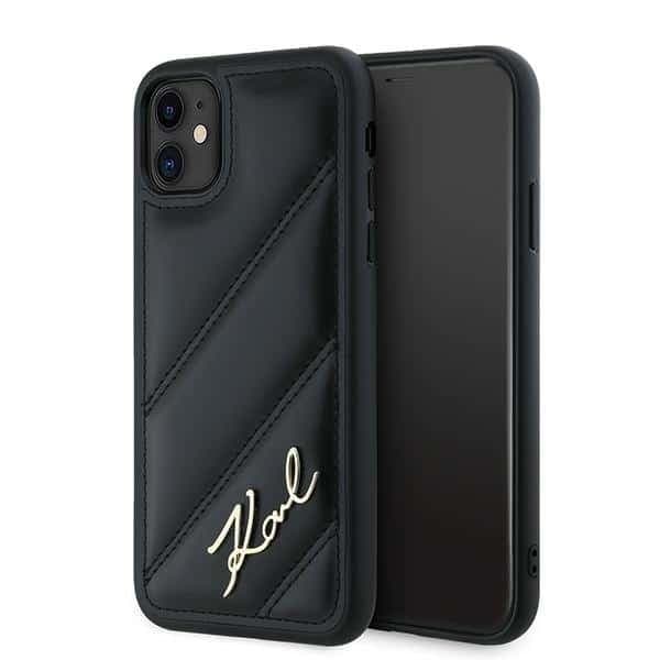 Karl Lagerfeld Diagonal Quilted Script - θήκη για Apple iPhone 11 / XR - Μαύρο
