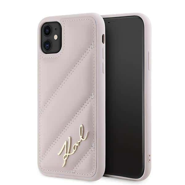 Karl Lagerfeld Diagonal Quilted Script - θήκη για Apple iPhone 11 / XR - Ροζ