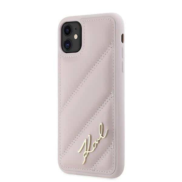 Karl Lagerfeld Diagonal Quilted Script - θήκη για Apple iPhone 11 / XR - Ροζ 2