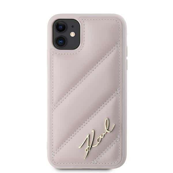 Karl Lagerfeld Diagonal Quilted Script - θήκη για Apple iPhone 11 / XR - Ροζ 3