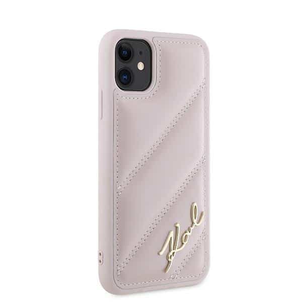 Karl Lagerfeld Diagonal Quilted Script - θήκη για Apple iPhone 11 / XR - Ροζ 4