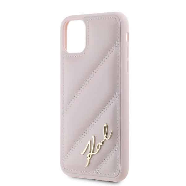 Karl Lagerfeld Diagonal Quilted Script - θήκη για Apple iPhone 11 / XR - Ροζ 6